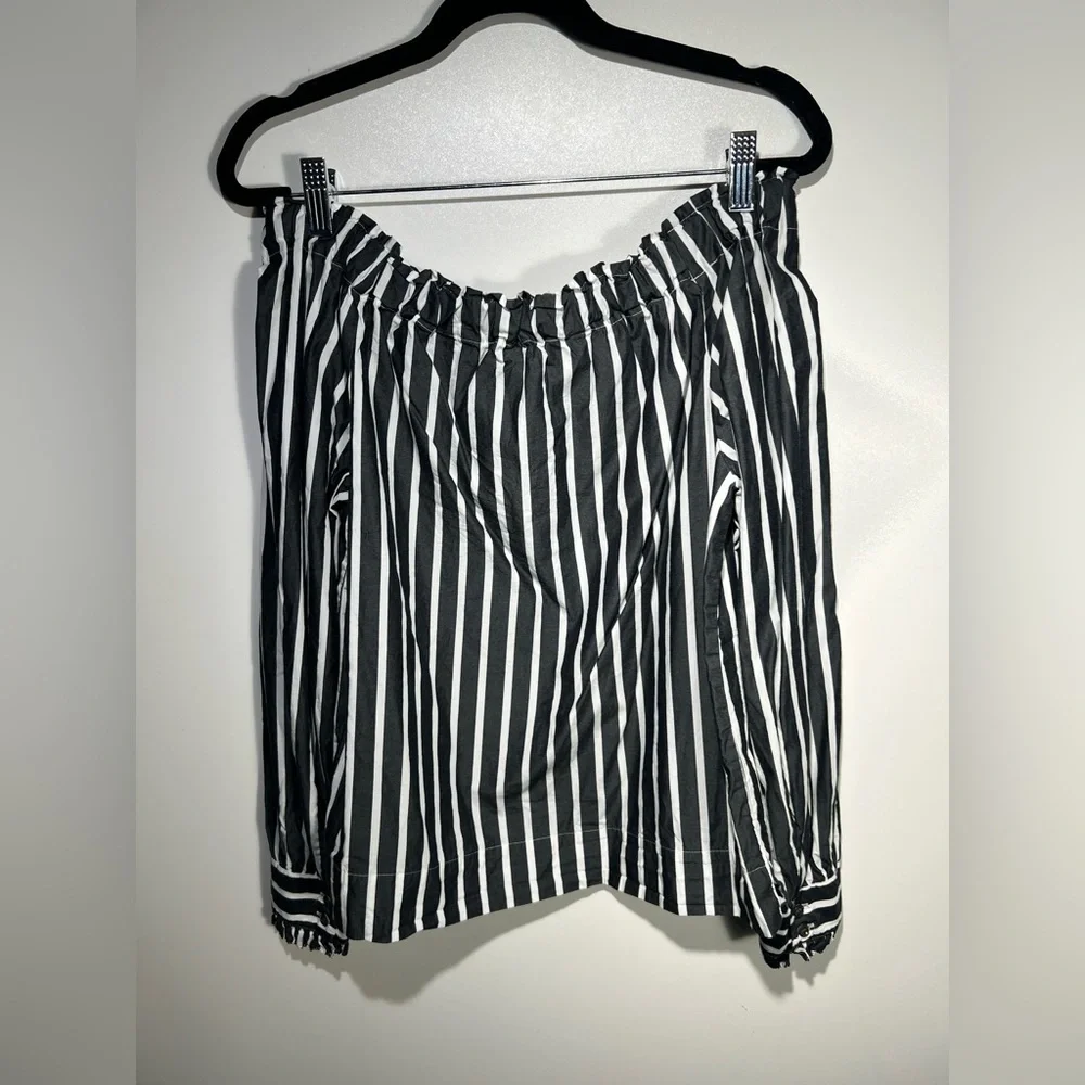 J. Crew Striped Off the Shoulder Top Sz XXS